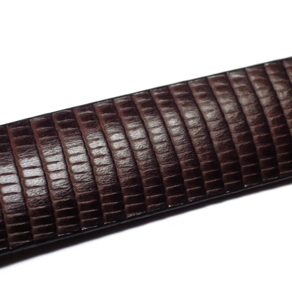 Coldwater Creek Leather Belt Brown Moc Croc Nickle Buckle M - Picture 7 of 7